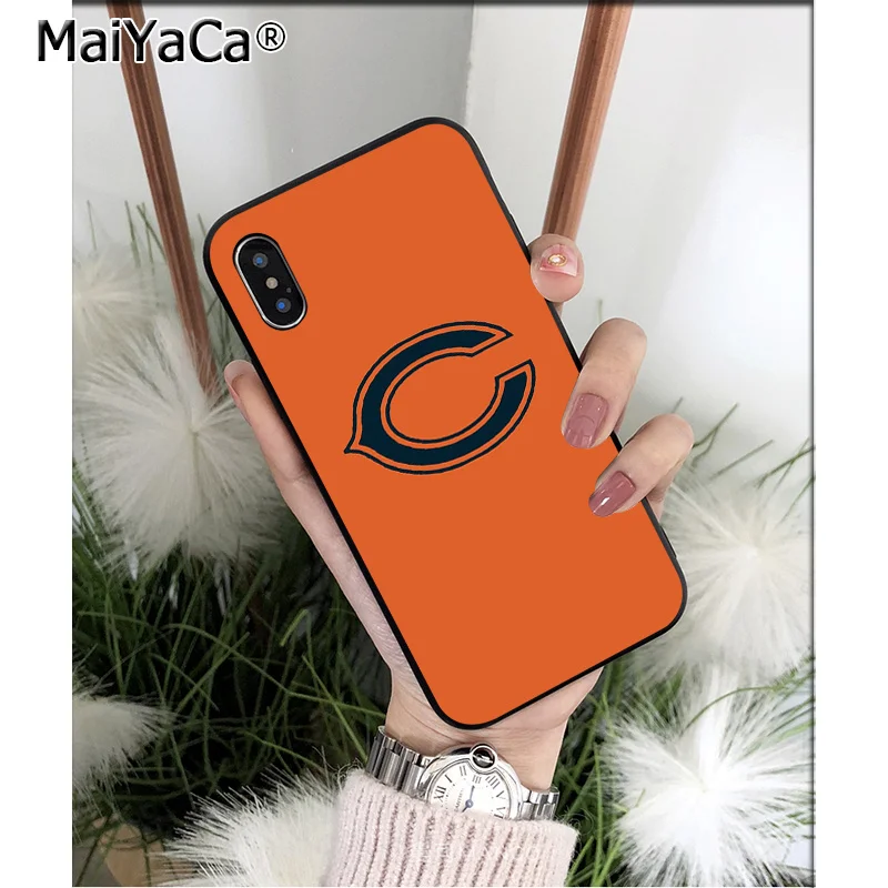 MaiYaCa Chicago Bears мягкий, силиконовый, из ТПУ черный чехол для телефона Apple iPhone 8 7 6 6S Plus X XS MAX 5 5S SE XR чехол
