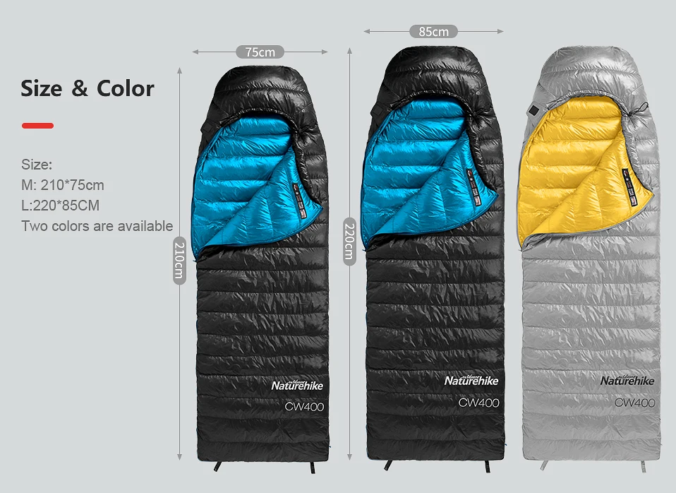 Naturehike CW400 спальный мешок с белым гусиным пухом, зимний теплый спальный мешок s NH18C400-D