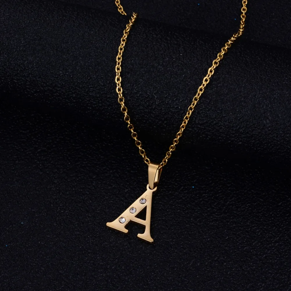 

Annayoyo Small Letters Necklaces for Women/Girls Gold Color Initial Pendant Thin Chain English Letter Jewelry Alfabet Gift