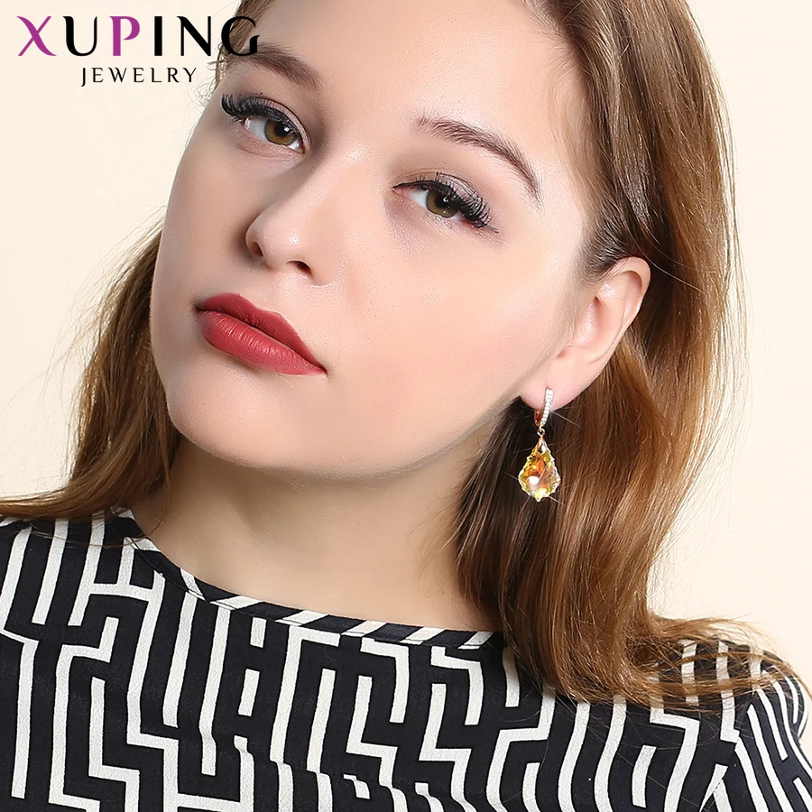 Xuping, серьги-кольца с кристаллами Swarovski, романтические ювелирные изделия,, вечерние серьги в канун Рождества, семейный подарок для женщин и девочек, S185-20537