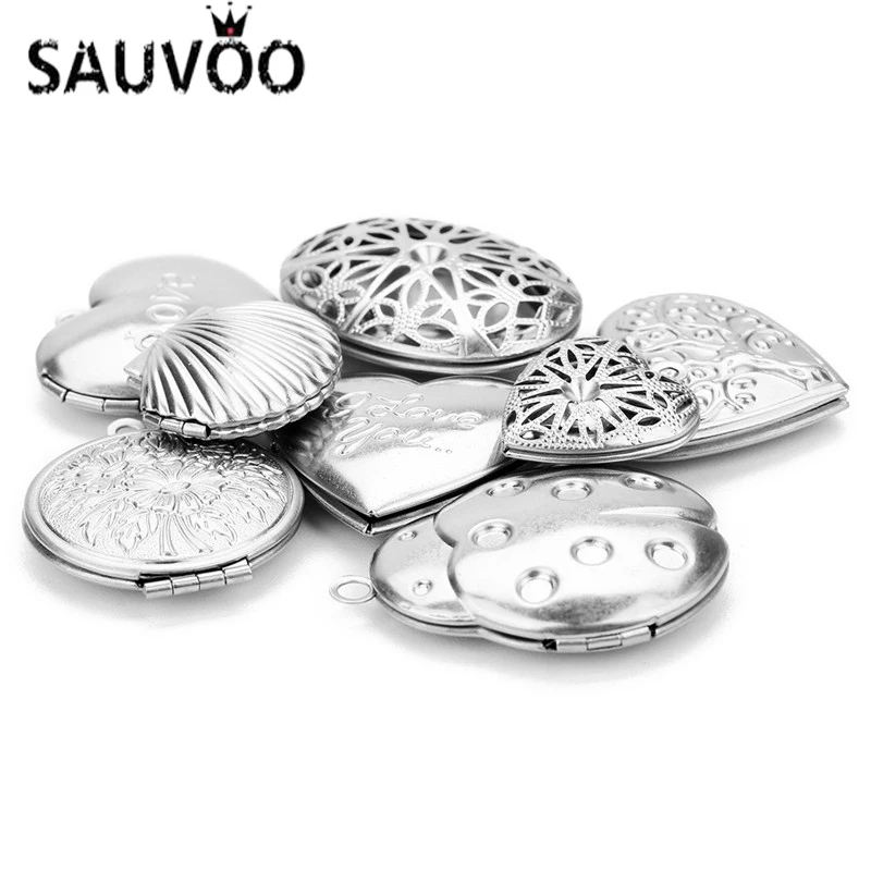 SAUVOO 2 шт./лот кулон из нержавеющей стали в форме сердечка фото медальон для