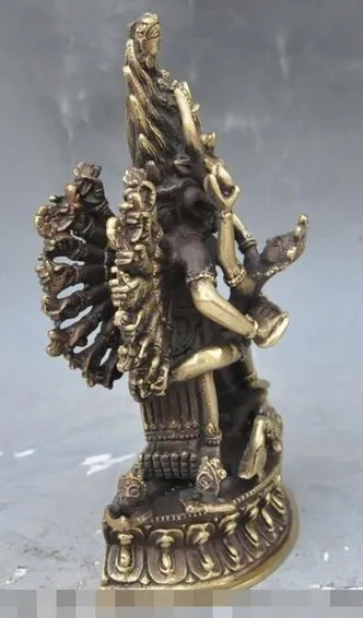 YM 320 7 "Тибетский буддизм бронзовый Joss 1000 Arm Yamantaka Hayagriva статуя Будды hevajra|Статуи и