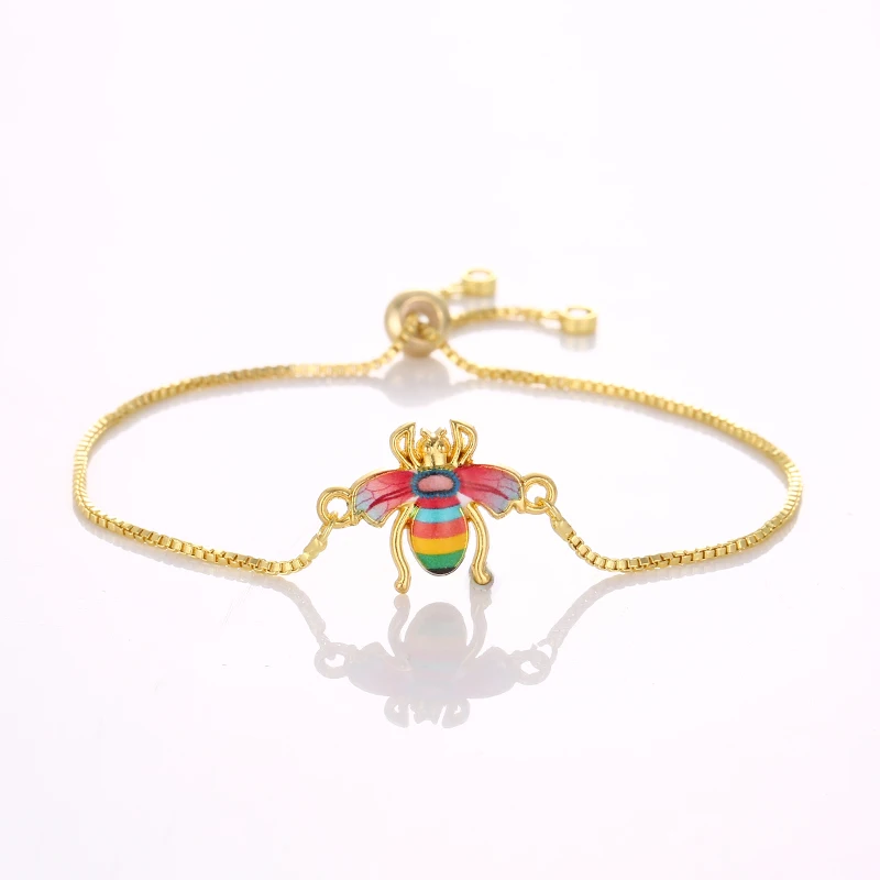 Очаровательный женский браслет в виде пчелы Золотая цепочка с принтом