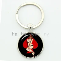 stylish charm red peach hearts nude women key chain blonde girl in black lingerie keychain vintage 1940s pin up poker kc647 648