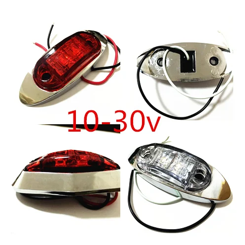 

10x 10-30V chrome LED truck trailer bus light Oval 2 Diode clearance lamp Bus lamp Side Marker Rear Vans external lights