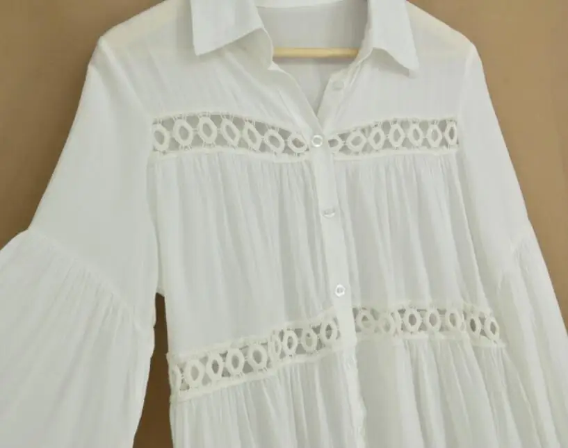 Хлопковая Туника пляжное платье Белый Мини плюс размеры богемный Стиль платья