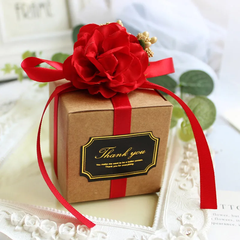 Red Paper box 50 шт. красное мыло в подарочной коробке пластиковый крафт-бумажный пакет шоколадные конфеты благоприятное окно коробки для упаковки вечерние поставки - Цвет: Red Paper box