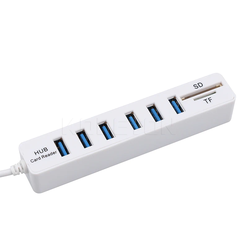 Kebidu популярный телефон 6 портов USB 2 0 концентратор в 1 разветвитель мульти-USB Combo +