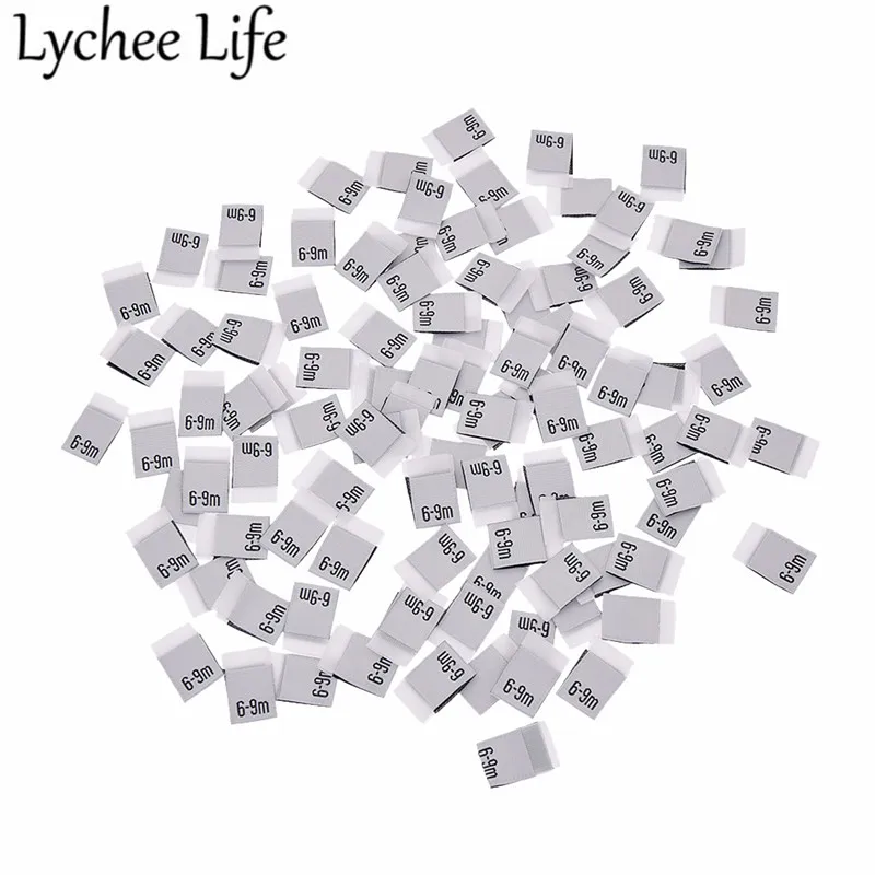 6-9m Lychee Life 100 шт. детская одежда размер этикетки полиэстер с буквенным принтом этикетки ручной работы DIY Одежда швейная ткань аксессуары - Цвет: 6-9m