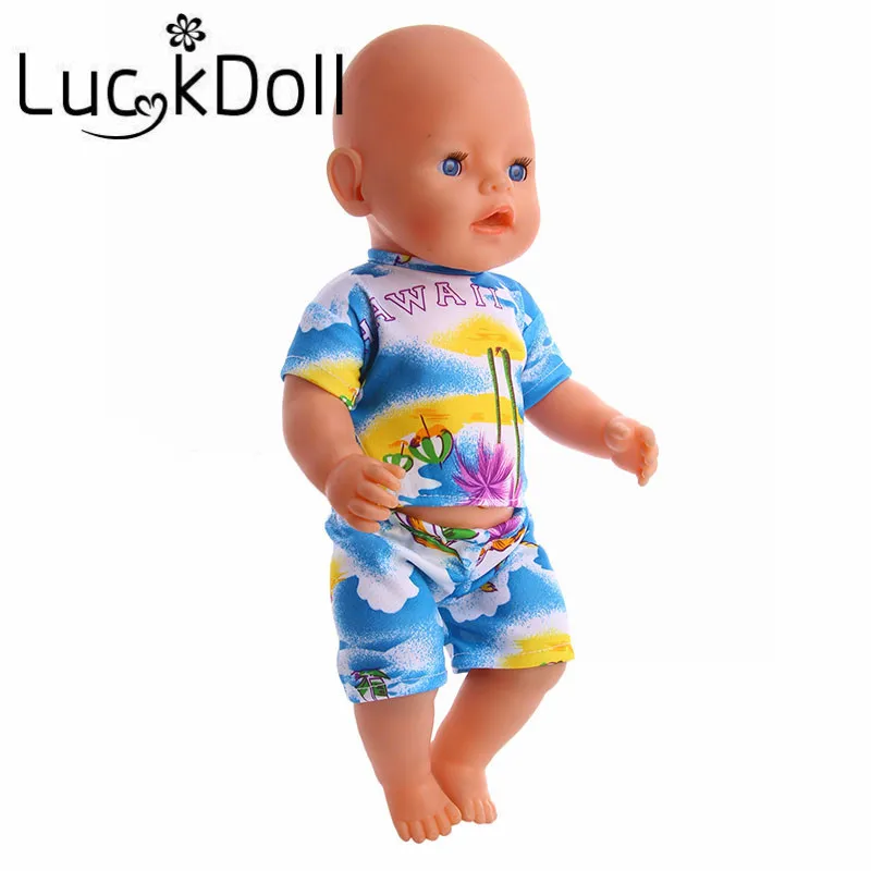 Пляжная одежда LUCKDOLL с принтом топы короткими рукавами и шорты подходящие для