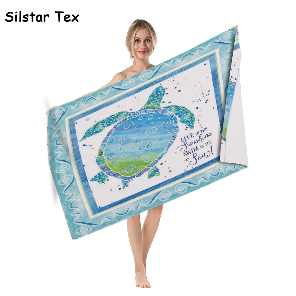Синее пляжное полотенце Silstar Tex с мультяшным животным из микрофибры