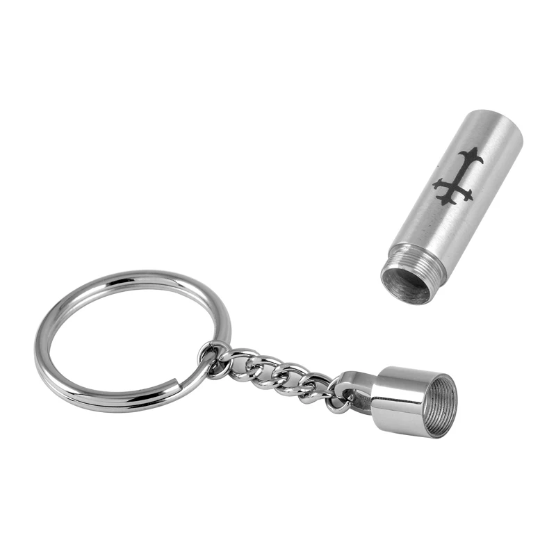

IJK2018 Cylindrical Cross Key Chain Stainless Steel Pendant Cremation Ashes Memorial Souvenir Keepsake Key ring Jewelry