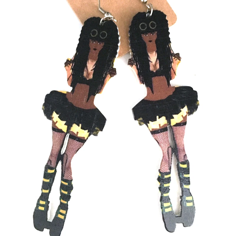 5 пар/лот сексуальные черные деревянные серьги для девочек|wooden earrings|black wooden earringssexy