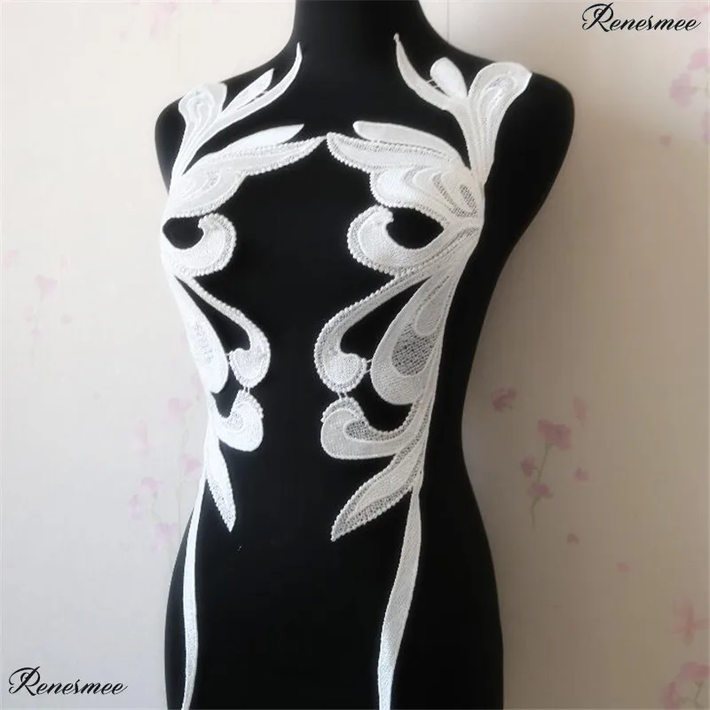 1 пара Кружевная аппликация длинный вырез воротник Аппликации кружевная отделка