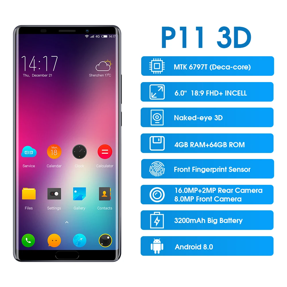 ELEPHONE P11 3D 4G смартфон 4 Гб ОЗУ 64 ПЗУ MTK6797T 2 0 ГГц Дека ядро 6 дюймов экран Android 8