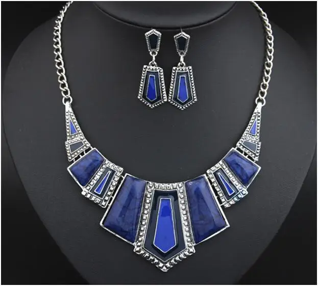 Красный/серый/синий/зеленый африканские геометрические Ювелирные наборы