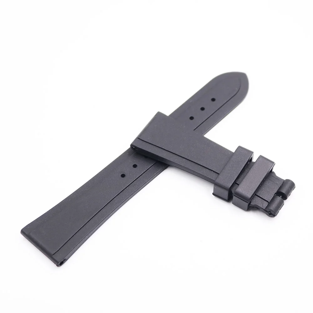 Rolamy 22mm Black Soft And Comfortable Waterproof Silicone Rubber Replacement Wrist Watch Band Strap without Clasp For Tudor