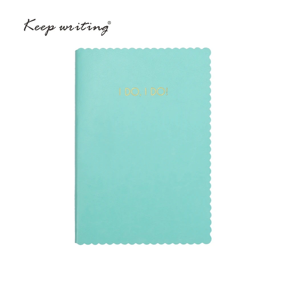 

A5 notebook 96 sheets cream paper lined pages Grid page PU leather planner I DO I DO journal mint green pink cover