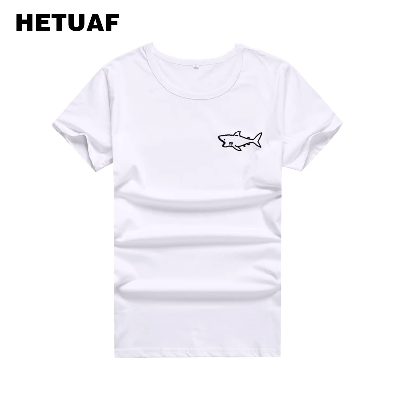 

Женская футболка с принтом HETUAF Shark, хлопковая хипстерская футболка с карманами в стиле панк-рок, свободная рубашка в стиле Харадзюку, 2018