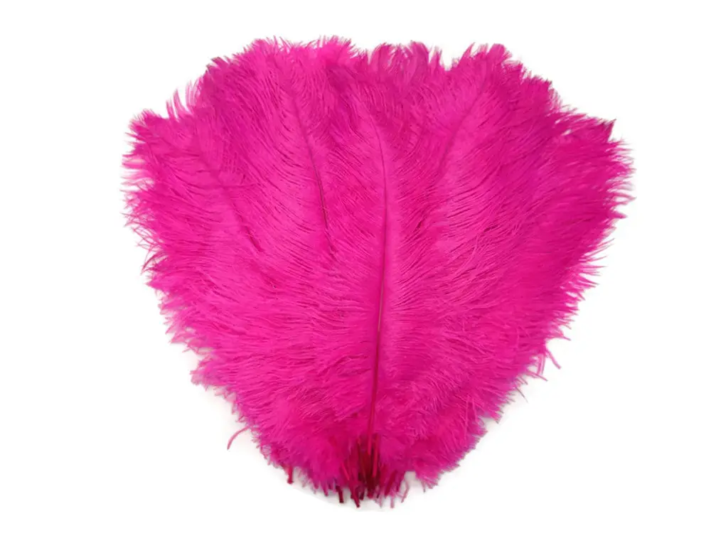 hot pink 200 шт Желтый цвет окрашенный Страус перья, пух свадебное украшение невесты платья Куриные перья вечерние декоративные юбки 50-55 см - Цвет: hot pink