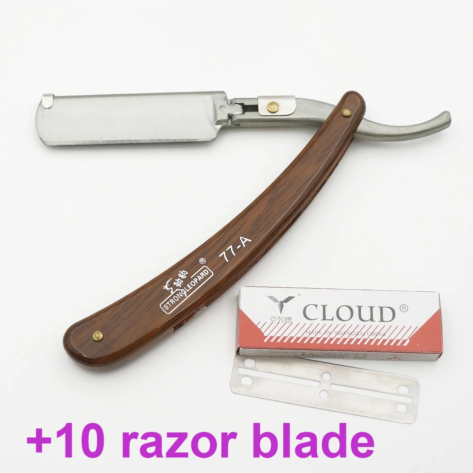 razor and 10 blades 77-A Парикмахерская Бритва для стрижки волос, тонизирующий нож для волос, высокое качество, Сменное лезвие, бритва с двойным лезвием для бритья+ 10 лезвий для бритвы - Цвет: razor and 10 blades