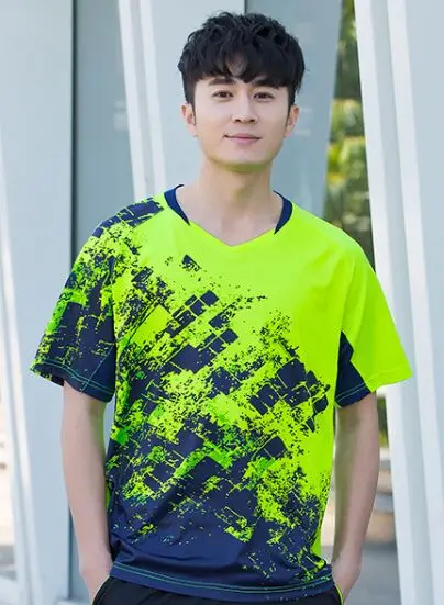 Men Green Shirt Теннисные шорты обувь для девочек, для мужчин бадминтон sportshirts, camiseta бадминтон, женщин tenis одежда, пинг понг одежда Спортивная - Цвет: Men Green Shirt
