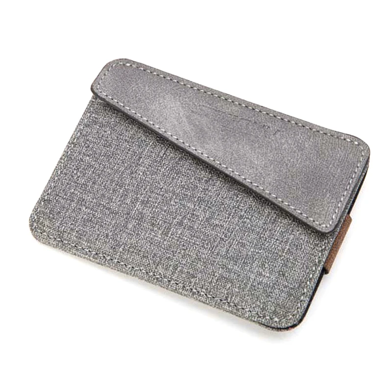 light gray Мужской держатель для карт на застежке, короткий ультратонкий кошелек из искусственной кожи держатель для карт s мужской кошелек с сумочкой - Цвет: light gray