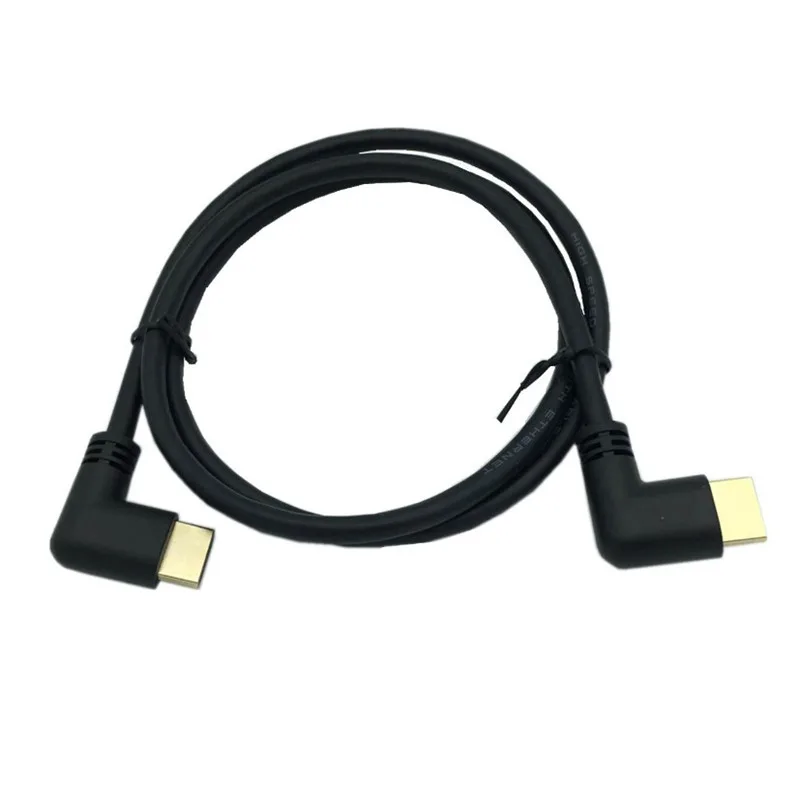 Левый и правый угловой HDMI 2,0 штекер HDMI правый левый локоть мужской удлинитель 15 см 50 см 1 м, HDMI 2,0 в Угловой кабель 4K* 2K@ 60 Гц