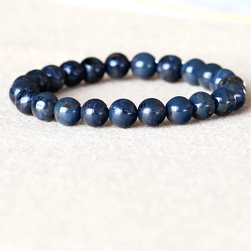 

Genuine Natural Dark Blue Pietersite Namibia Stretch Bracelet Round Beads 8mm