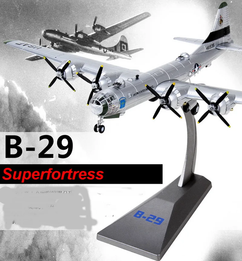 1:144 металл сплава модель игрушки самолет B-29Strategic бомбардировщик номера -
