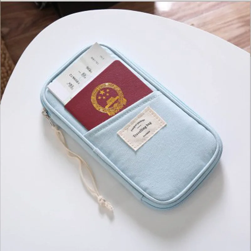 Light Blue Женская сумочка, кошелек, барсетка, многофункциональная дорожная Сумка для документов, мульти-карта, держатель для карт, зажим для билета, кошелек для банковских карт - Цвет: Light Blue