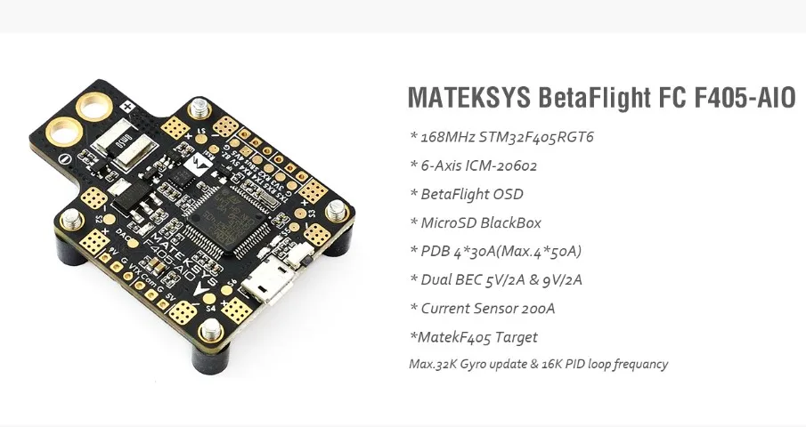 

Дрон MATEKSYS BetaFlight FC Встроенный OSD F405-AIO F4 Интегрированное управление полетом для FPV Racing Mini Drone Quadcopter