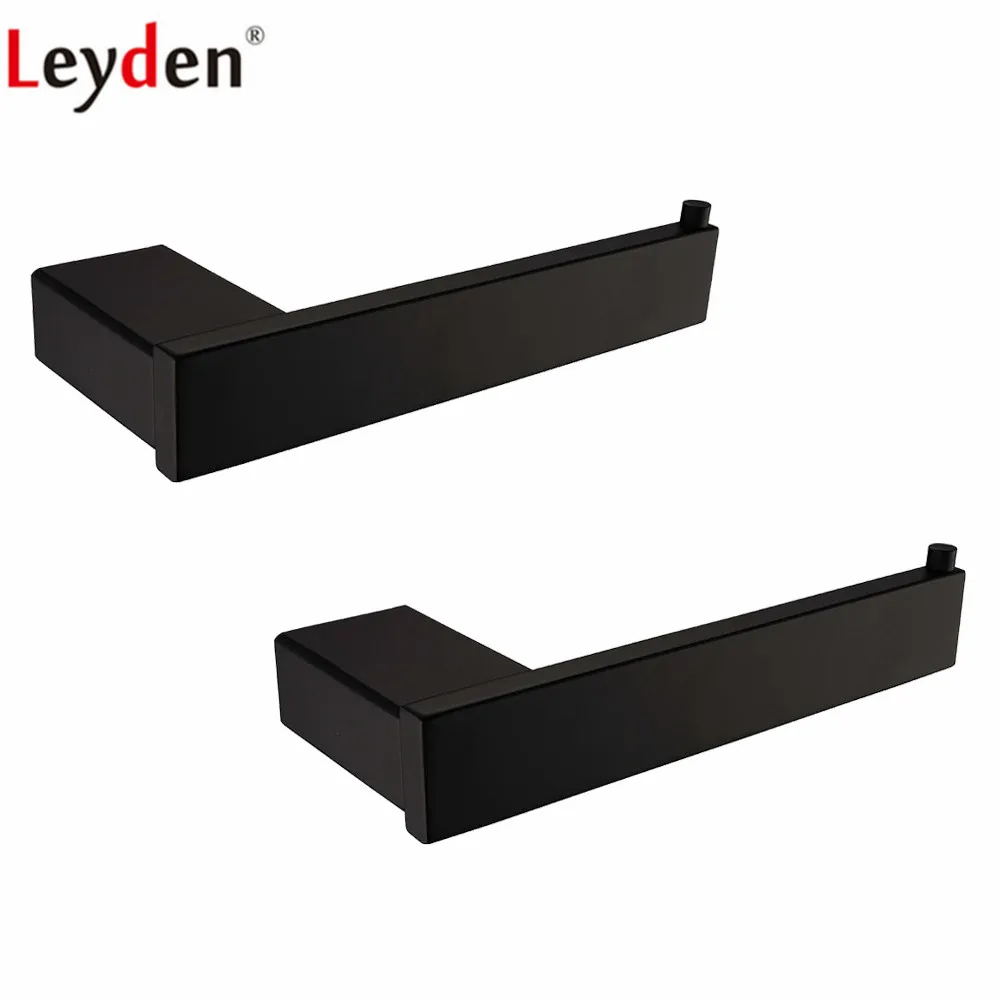 

Leyden Black Finish 304 Stainless Steel 2pcs Toilet Paper Holder Wall Mounted Tissue Roll Paper Holder Bathroom Accessories Set