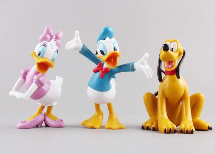 Disney игрушки 6 шт./компл. 10 см Микки и Минни Маус Мышь «Дональд Дак» Плутон Гуфи из ПВХ, движущаяся фигурка, модель игрушка для малышей Рождественский подарок