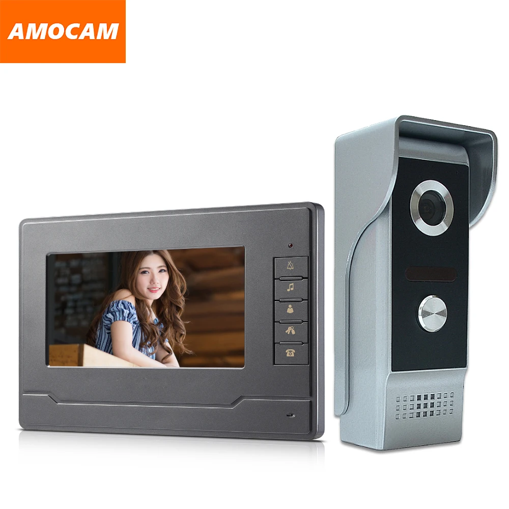 

7" Monitor Video Doorbell Door Phone Kit IR Night Vision Aluminum Alloy Door Camera Video Intercom interphone system for villa