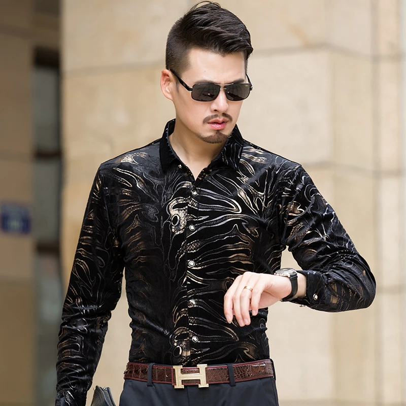 Мужская приталенная рубашка HETOBETO Весенняя с длинным рукавом и принтом Camisa Homme
