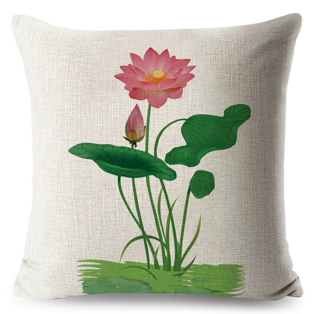 Акварель завод Цветок лотоса наволочка белье наволочки автомобиль диван Спальня