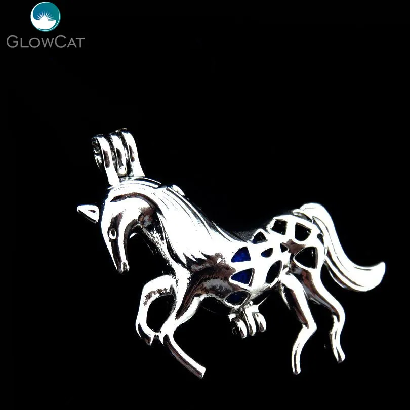 K179 5X/lot Unicorn Oysters Pearl Stone Animal Cage Pendant Fairytale Party Essential Oil Diffuser Locket Charm | Украшения и
