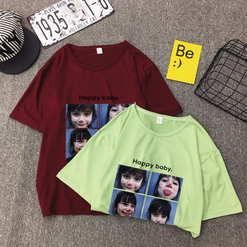 

2019 Summer T-shirt Women Tops Fashion Casual Street Print Short Sleeve Round Neck Plus Size Loose Bottoming Women T-shirt ZW095