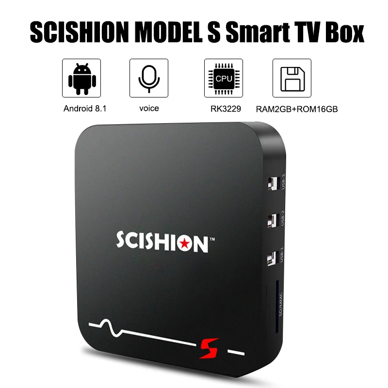 SCISHION Модель S Smart ТВ Box Android 8 1 RK3229 2 GB + 16 Ящик Голосовой Управление 4G Wi Fi 100 м