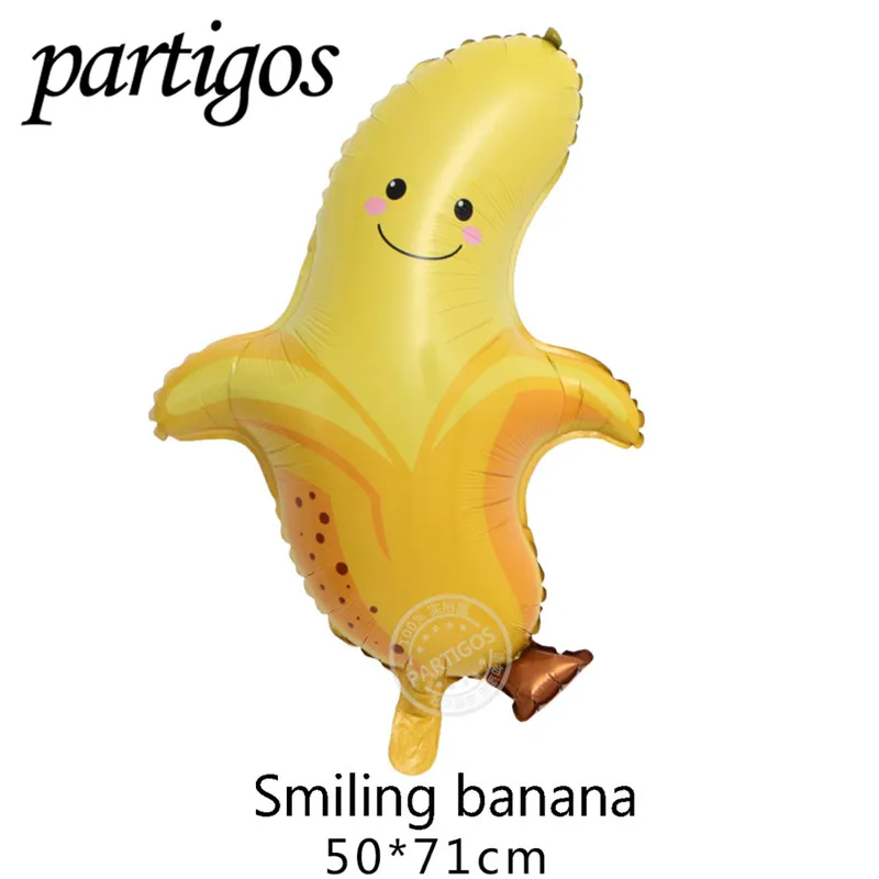 smiling banana 1 шт фрукты овощи шары Для летних вечеринок Декор клубника ананас арбуз мяч гелий Гавайи партия Декор тропические фрукты - Цвет: smiling banana