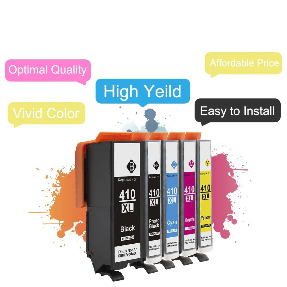 Совместимый чернильный картридж для принтера Epson 410 410XL (5 Black Label) 5 штук в партии