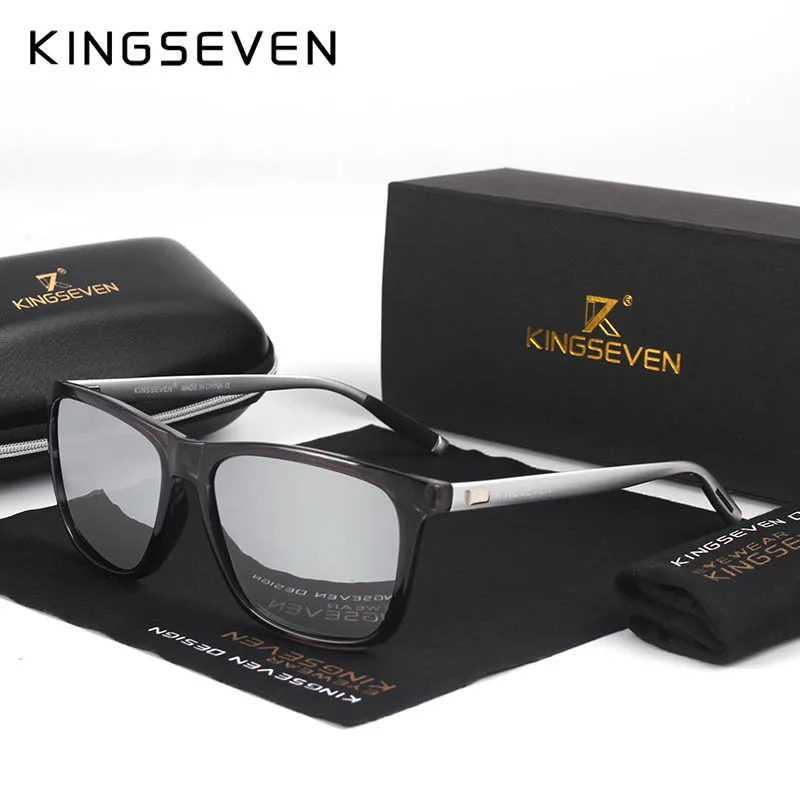 Silver Mirror KINGSEVEN, новые модные брендовые дизайнерские алюминиевые солнцезащитные очки TR90, поляризованные зеркальные линзы, мужские солнцезащитные очки oculos, очки для мужчин - Цвет линз: Silver Mirror