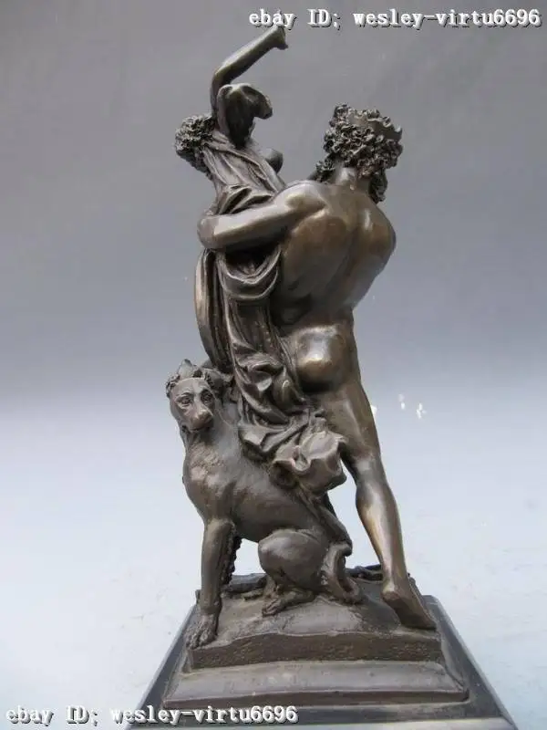 SCY Hades Grab Persephone Обнаженная Бронзовая статуя и собака Cerberus Художественная