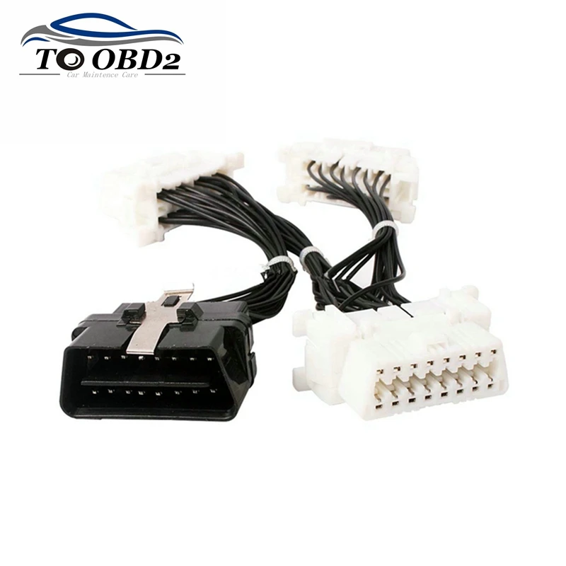 Лучшее качество 16 pin OBDII OBD 2 II сплиттер Удлинительный кабель к трем Женский Y OBD2