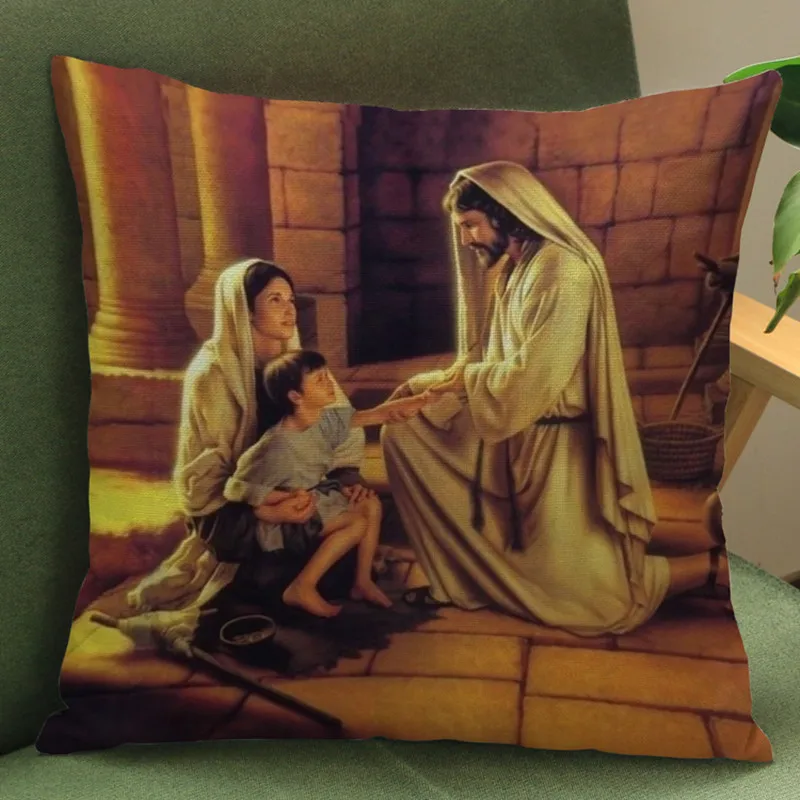 Наволочка для подушки с Иисусом Христа портретом винтажная наволочка крестом