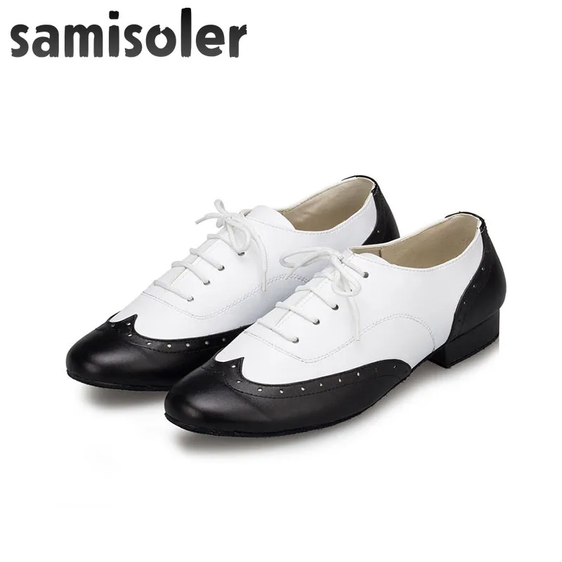 Мужские черные кожаные туфли Samisoler W для бальных танцев обувь современных на