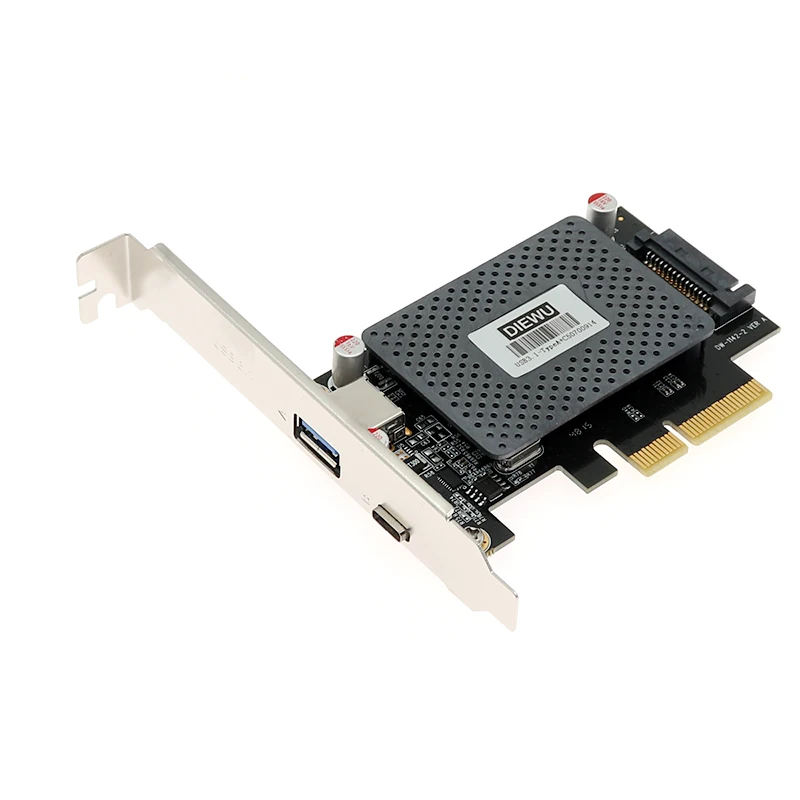 Плата расширения USB3.1 тип A + C PCI E с 15 контактным адаптером SATA Power 10 Гбит/с ASM1142 чип pcie