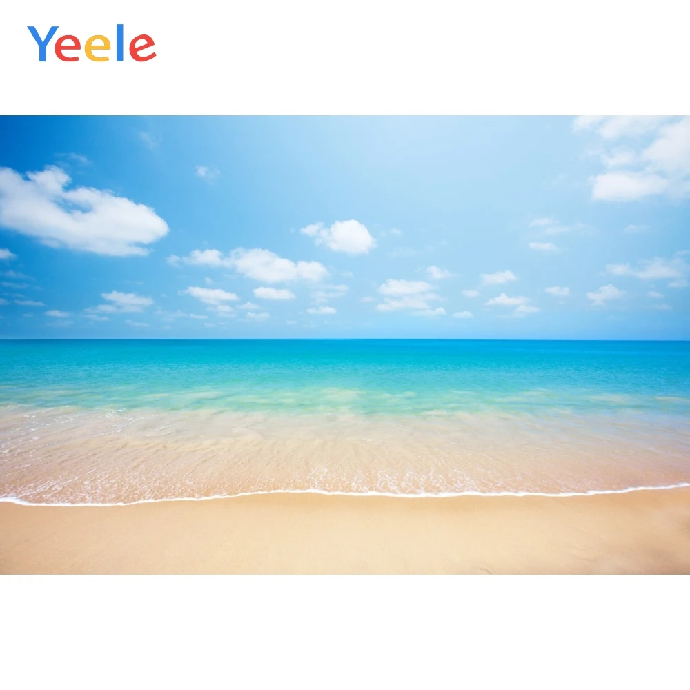

Yeele Blue Sky Summer Tropical Scene Beach White Clouds Scenic Photographic Backdrops for Photo Studio