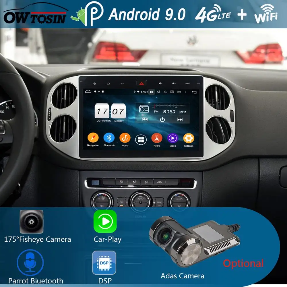 10 1 &quotIPS Android 9 0 Octa Core 4G + 64 ГБ ROM автомобильный dvd плеер для VW Volkswagen Tiguan 2010 2017 GPS